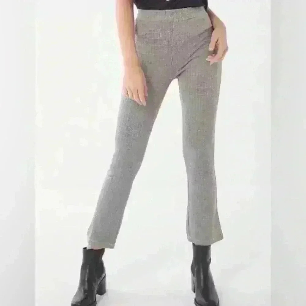Urban Outfitters UO Casey Houndstooth Plaid Kick Flare Pull-On Pants